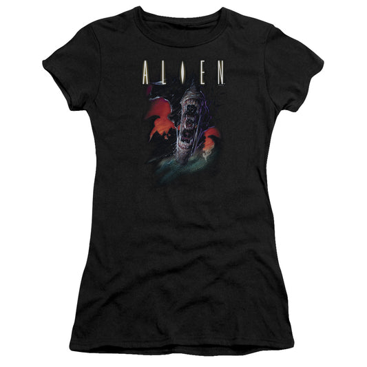 Alien Queen Junior Sheer Cap Sleeve Womens T Shirt Black