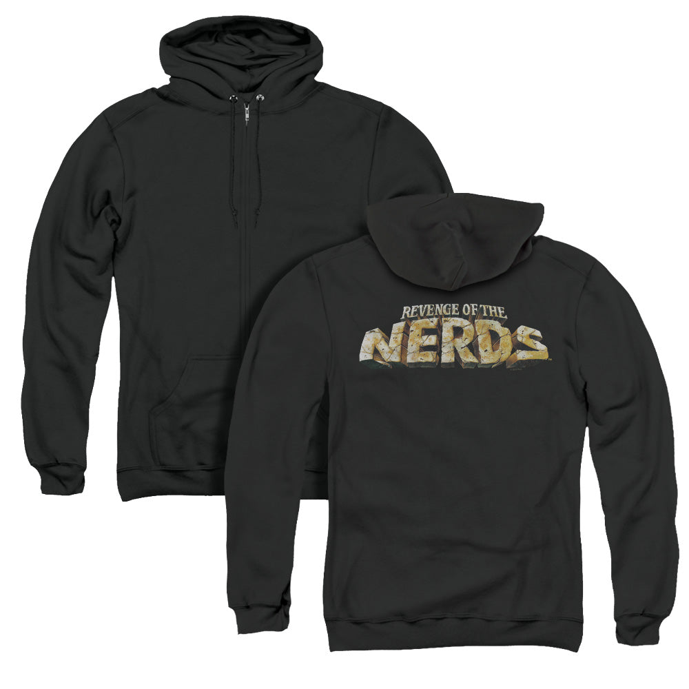 Revenge Of The Nerds Logo Back Print Zipper Mens Hoodie Black