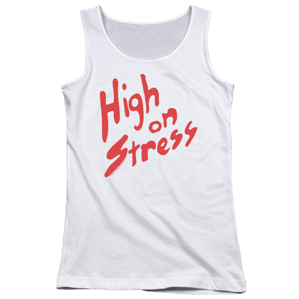 Revenge Of The Nerds High On Stress Womens Tank Top Shirt White