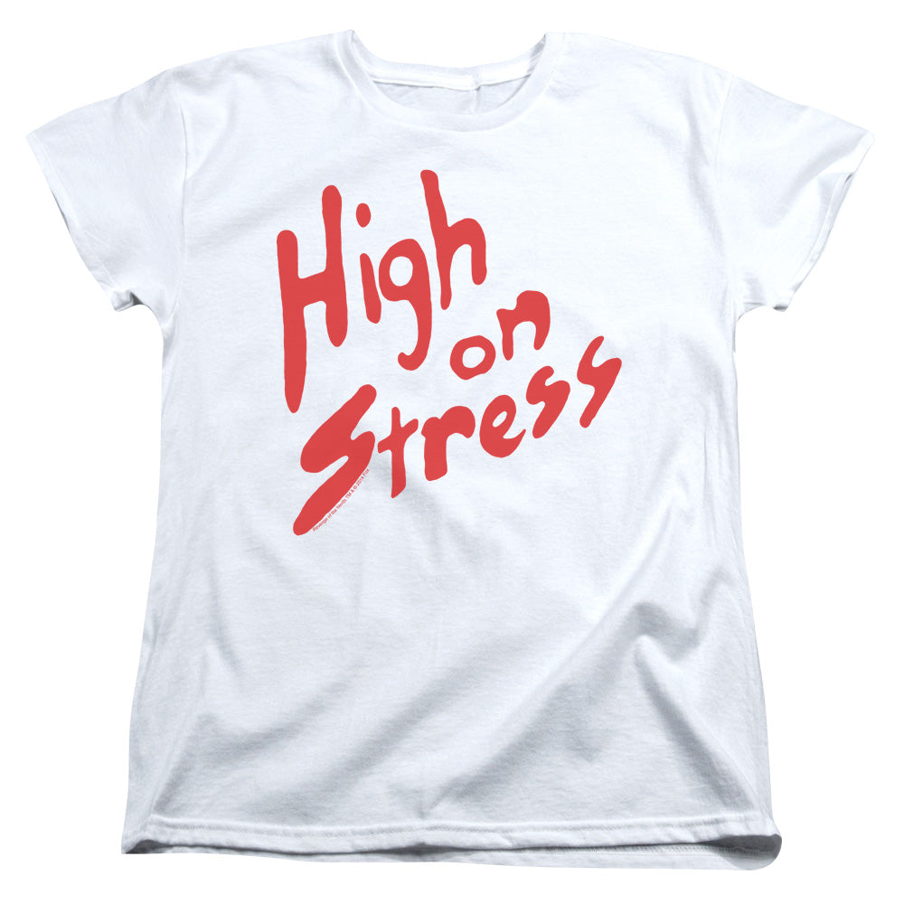 Revenge Of The Nerds High On Stress Womens T Shirt White