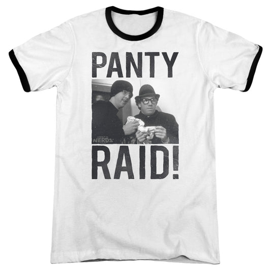 Revenge Of The Nerds Panty Raid Heather Ringer Mens T Shirt White Black