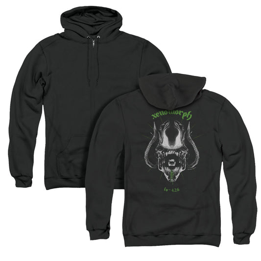 Alien Xenomorph Back Print Zipper Mens Hoodie Black