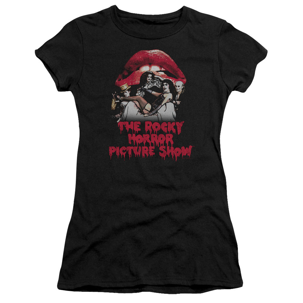 The Rocky Horror Picture Show Casting Throne Junior Sheer Cap Sleeve Womens T Shirt Black