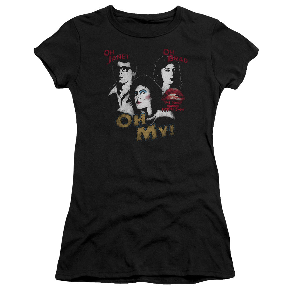 The Rocky Horror Picture Show Oh 3 Ways Junior Sheer Cap Sleeve Womens T Shirt Black
