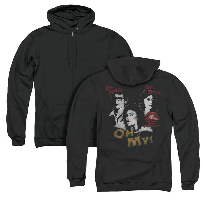 The Rocky Horror Picture Show Oh 3 Ways Back Print Zipper Mens Hoodie Black