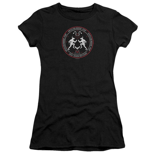 American Horror Story Coven Minotaur Sigil Junior Sheer Cap Sleeve Womens T Shirt Black