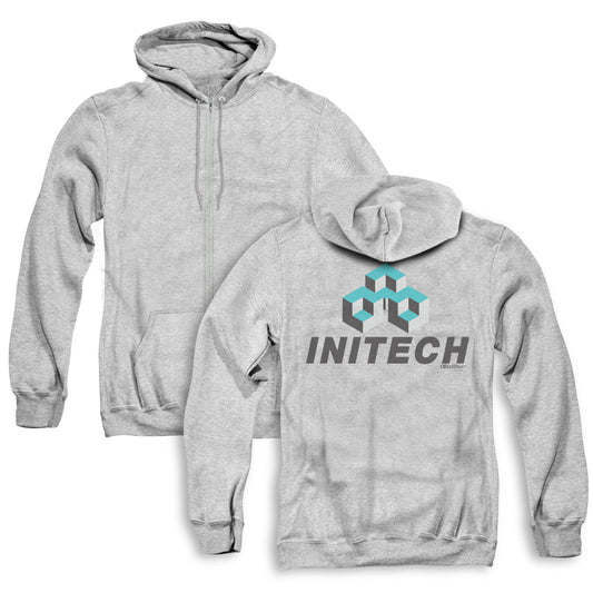 Office Space Initech Logo Back Print Zipper Mens Hoodie Athletic Heather