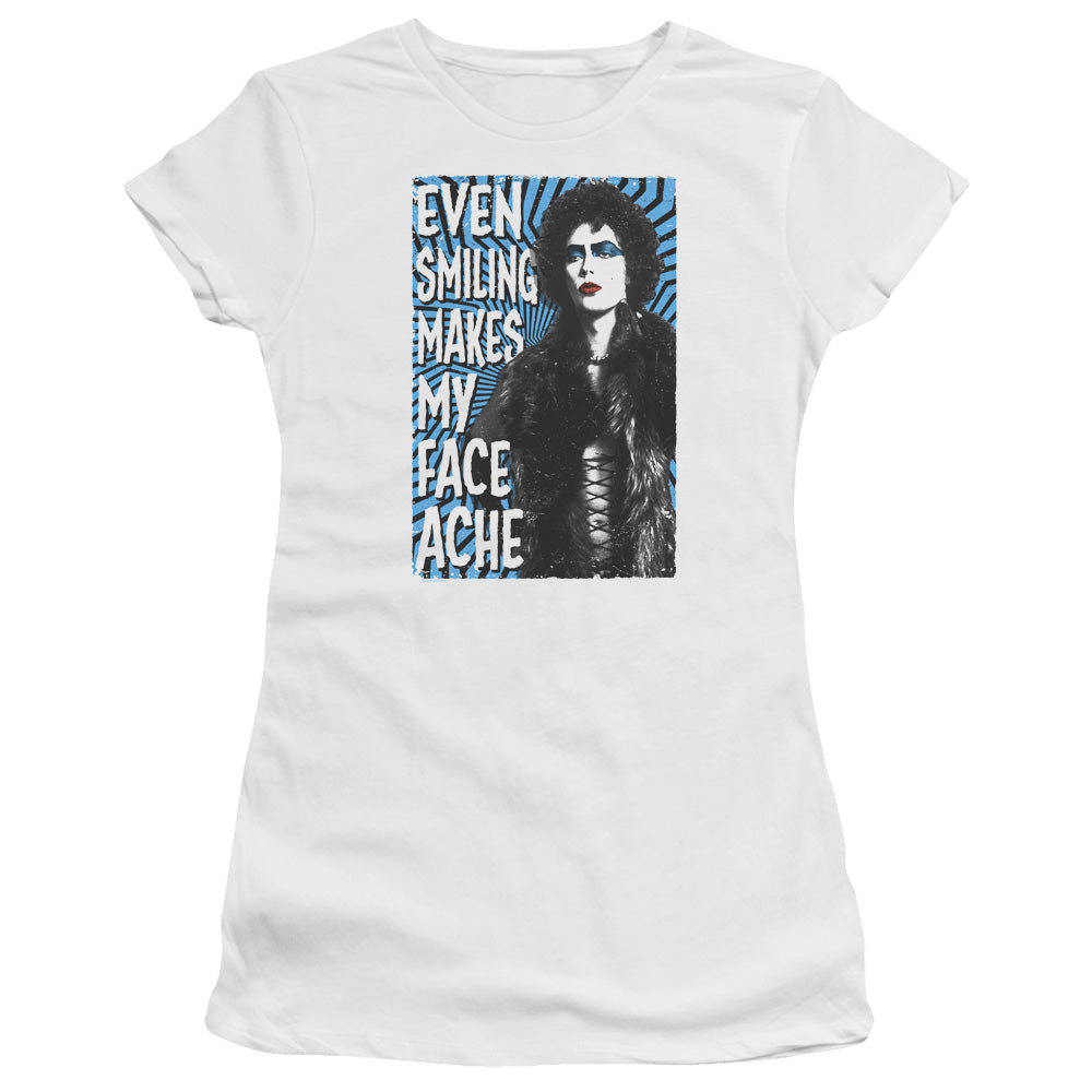 The Rocky Horror Picture Show Face Ache Junior Sheer Cap Sleeve Womens T Shirt White
