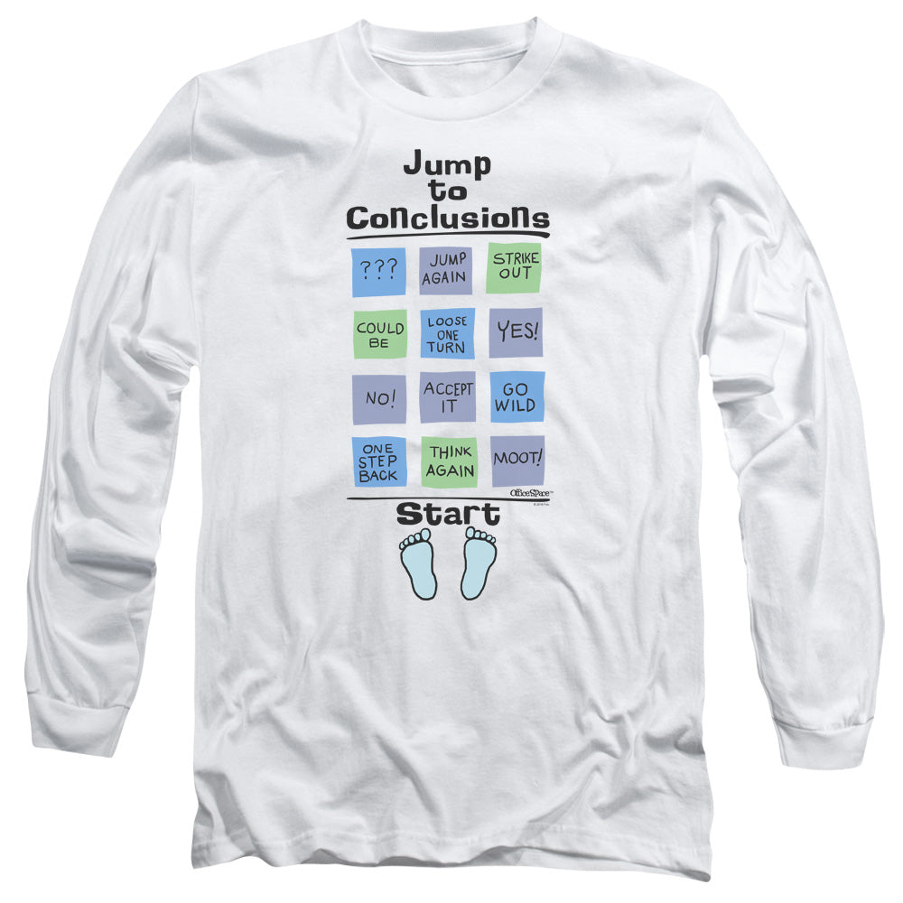 Office Space Jump To Conclusions Mens Long Sleeve Shirt White