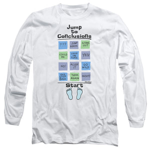 Office Space Jump To Conclusions Mens Long Sleeve Shirt White