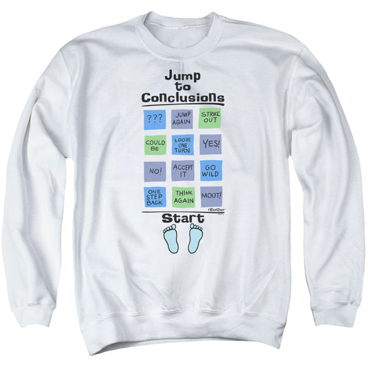 Office Space Jump To Conclusions Mens Crewneck Sweatshirt White