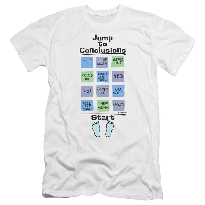Office Space Jump To Conclusions Premium Bella Canvas Slim Fit Mens T Shirt White
