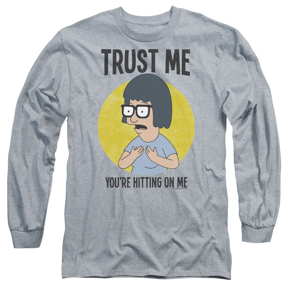 Bobs Burgers Trust Me Mens Long Sleeve Shirt Athletic Heather