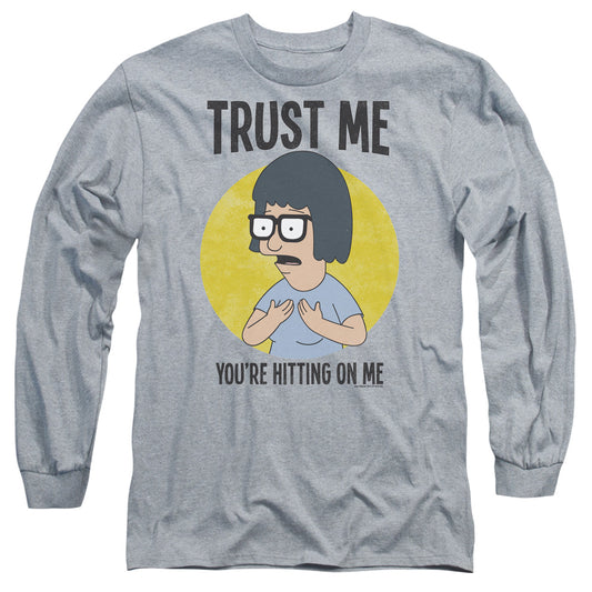 Bobs Burgers Trust Me Mens Long Sleeve Shirt Athletic Heather