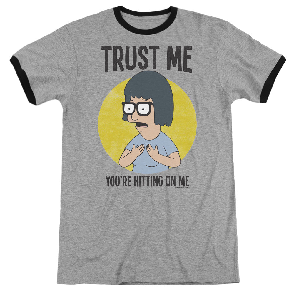 Bobs Burgers Trust Me Heather Ringer Mens T Shirt Heather