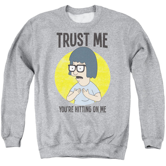 Bobs Burgers Trust Me Mens Crewneck Sweatshirt Athletic Heather