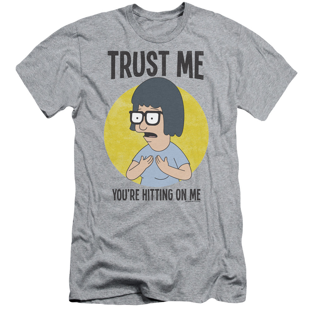 Bobs Burgers Trust Me Slim Fit Mens T Shirt Athletic Heather