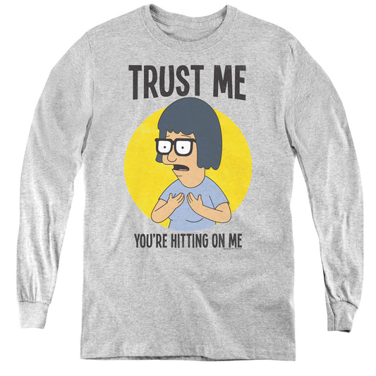 Bobs Burgers Trust Me Long Sleeve Kids Youth T Shirt Athletic Heather