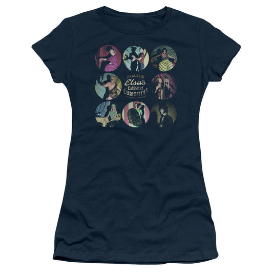 American Horror Story Cabinet Of Curiosities Junior Sheer Cap Sleeve Womens T Shirt Navy