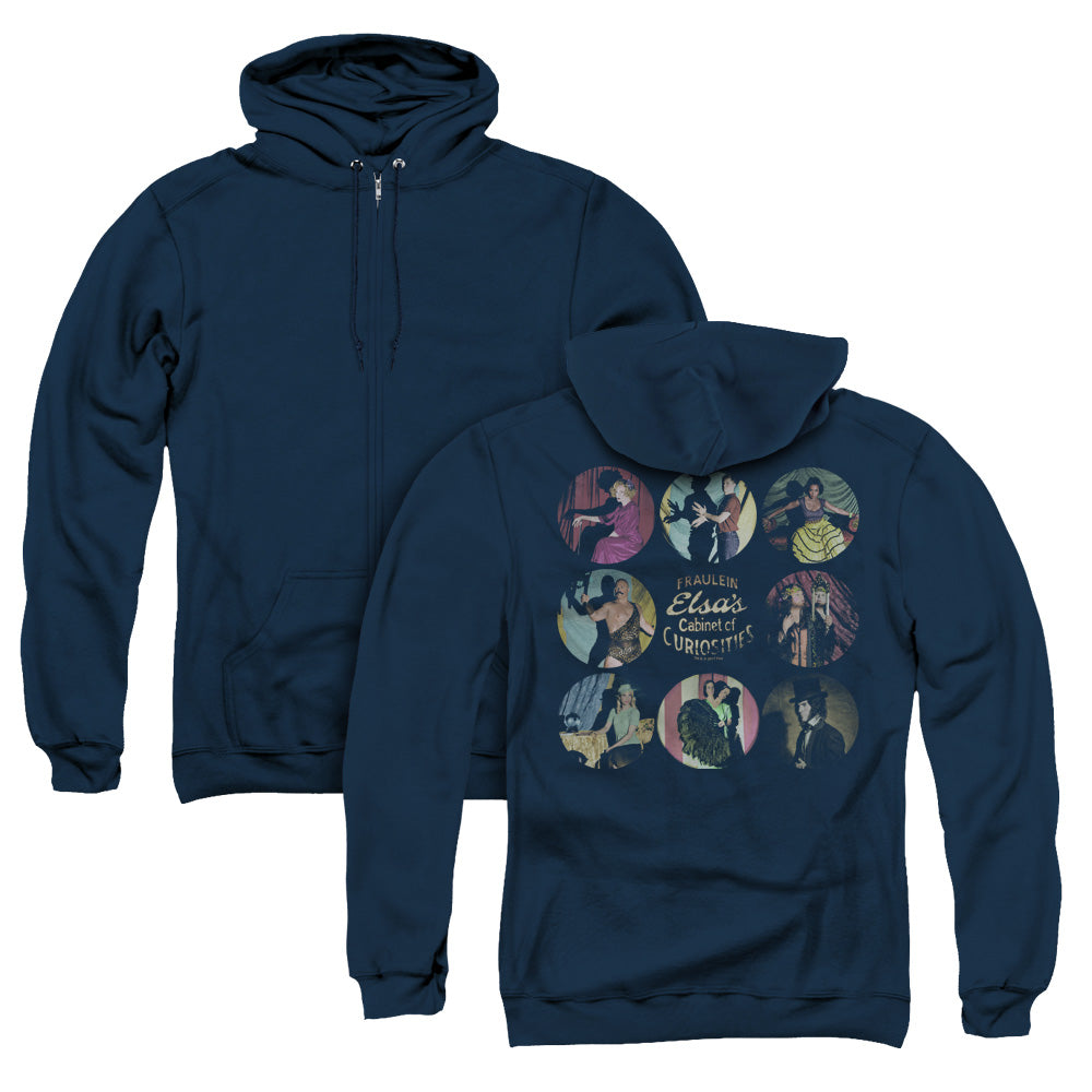 American Horror Story Cabinet Of Curiosities Back Print Zipper Mens Hoodie Navy