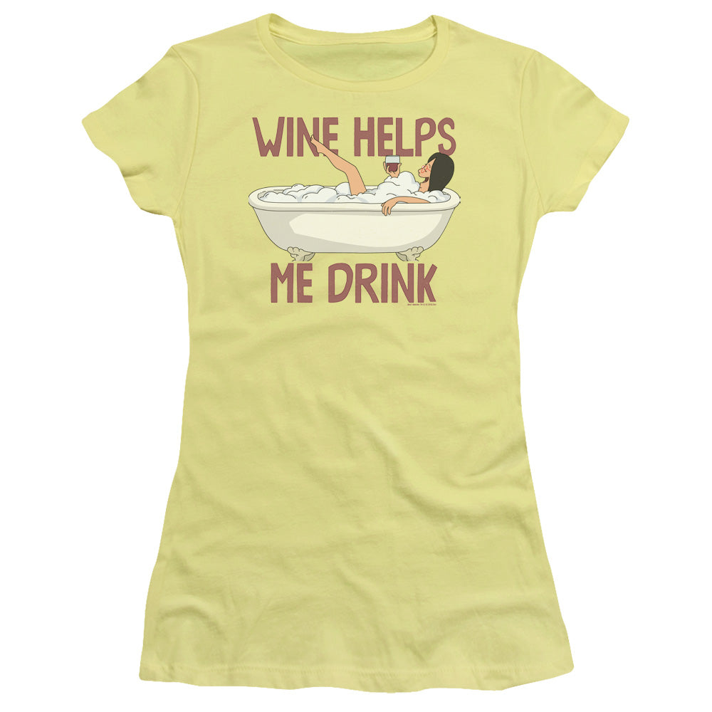 Bobs Burgers Wine Helps Junior Sheer Cap Sleeve Womens T Shirt Banana