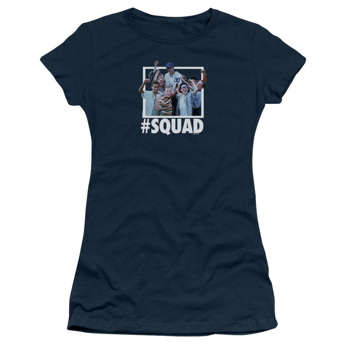 The Sandlot Squad Junior Sheer Cap Sleeve Womens T Shirt Navy Blue