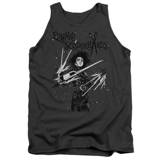 Edward Scissorhands Snowy Night Mens Tank Top Shirt Charcoal