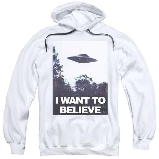 X Files Believe Poster Mens Hoodie White