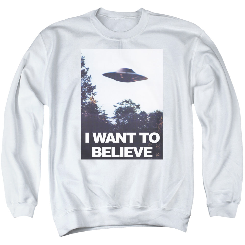 X Files Believe Poster Mens Crewneck Sweatshirt White