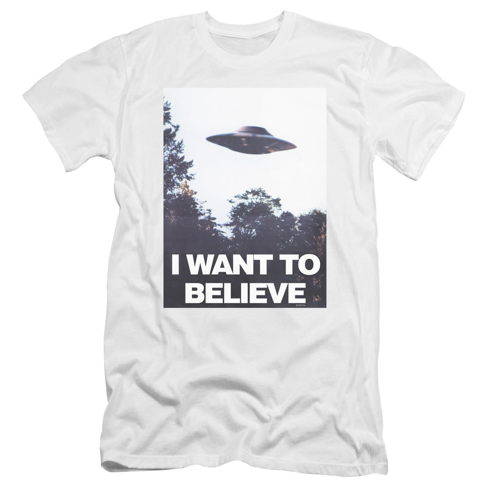 X Files Believe Poster Premium Bella Canvas Slim Fit Mens T Shirt White