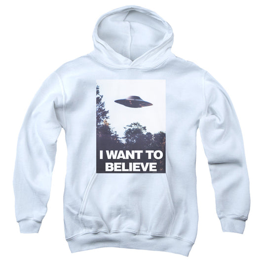 X Files Believe Poster Kids Youth Hoodie White