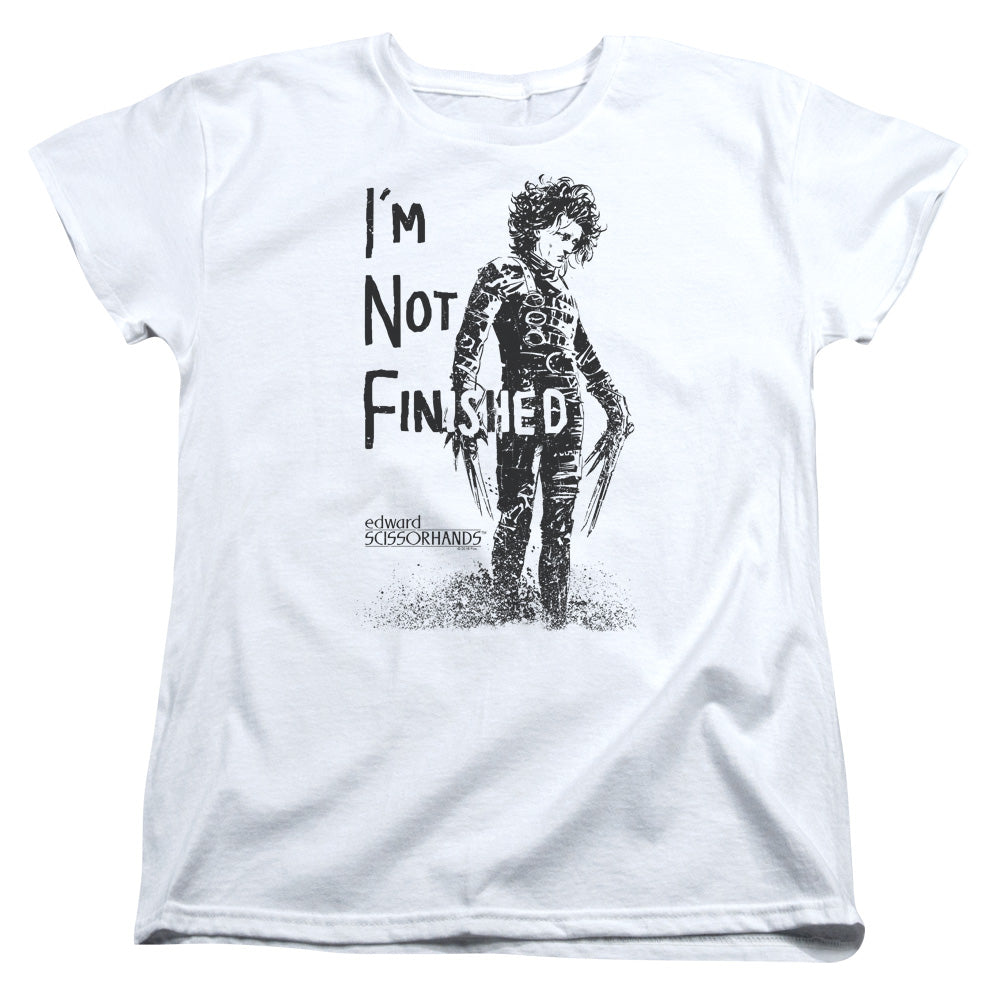 Edward Scissorhands Not Finished Womens T Shirt White