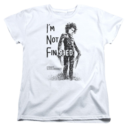 Edward Scissorhands Not Finished Womens T Shirt White