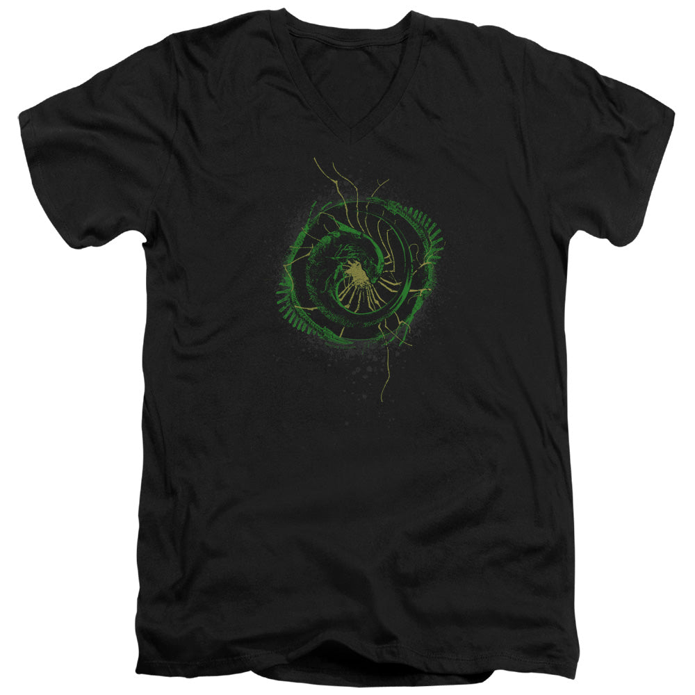 Alien Xenomorph Shield Mens Slim Fit V-Neck T Shirt Black