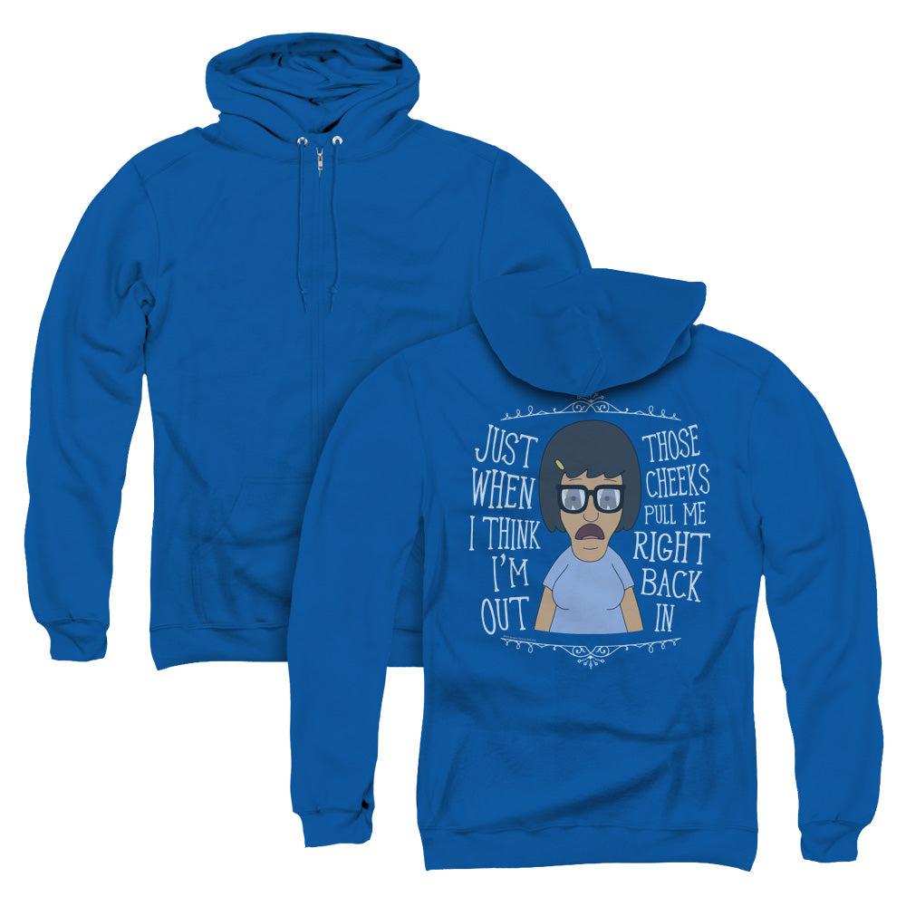 Bobs Burgers Pull Me In Back Print Zipper Mens Hoodie Royal Blue