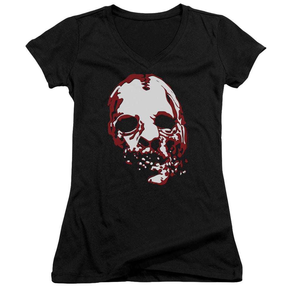 American Horror Story Bloody Face Junior Sheer Cap Sleeve V-Neck Womens T Shirt Black