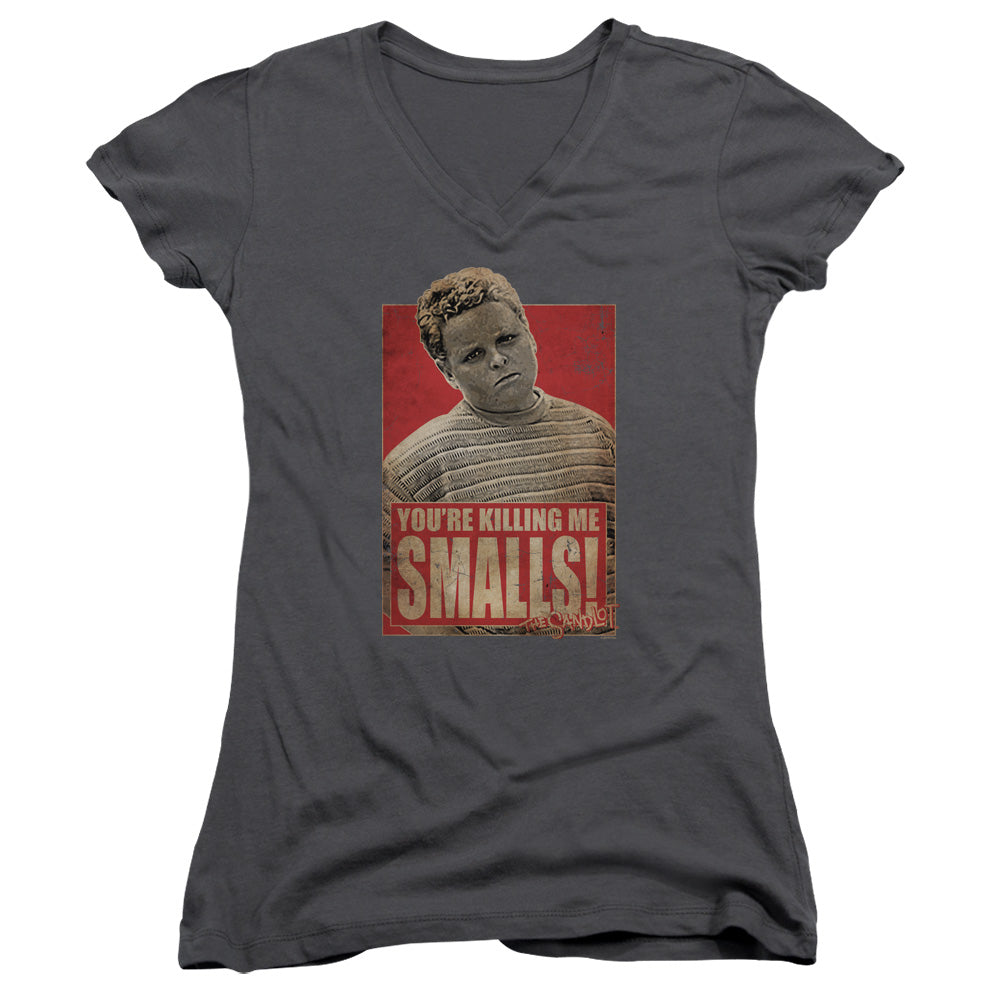 The Sandlot alls Junior Sheer Cap Sleeve V-Neck Womens T Shirt Charcoal