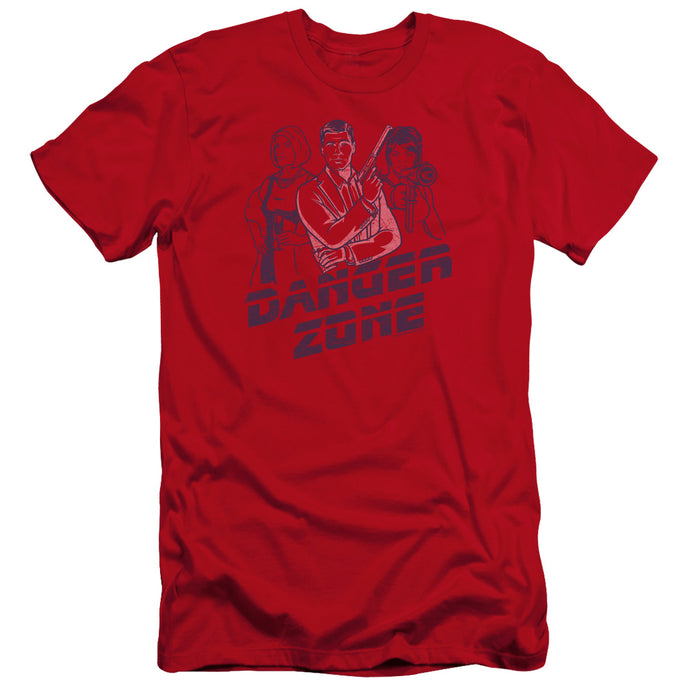Archer Danger Zone Premium Bella Canvas Slim Fit Mens T Shirt Red