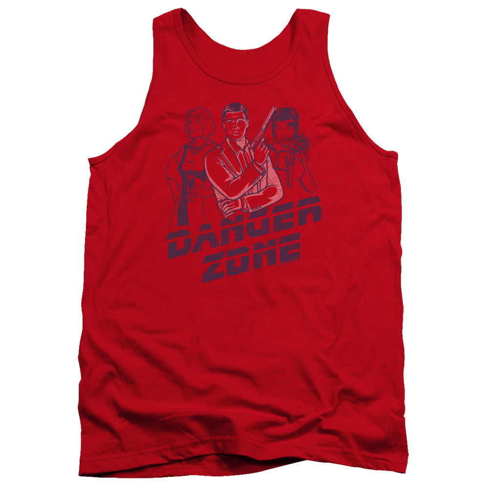 Archer Danger Zone Mens Tank Top Shirt Red