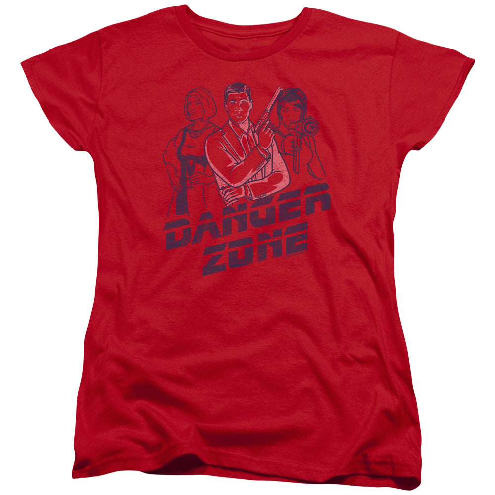 Archer Danger Zone Womens T Shirt Red