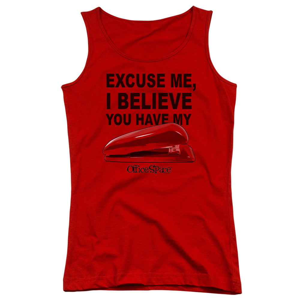 Office Space Stapler Womens Tank Top Shirt Red