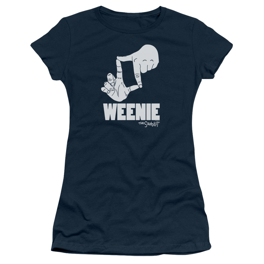 The Sandlot L7 Weenie Junior Sheer Cap Sleeve Womens T Shirt Navy Blue