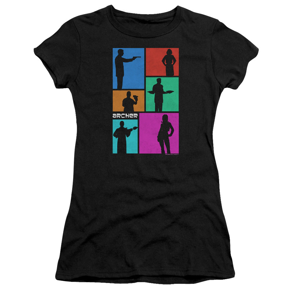 Archer Silhouettes Junior Sheer Cap Sleeve Womens T Shirt Black