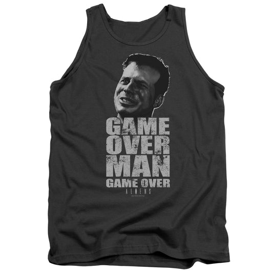 Alien Game Over Man Mens Tank Top Shirt Charcoal