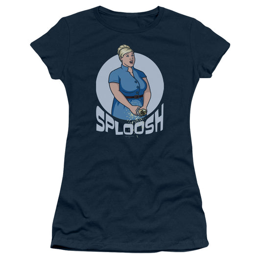 Archer Sploosh Junior Sheer Cap Sleeve Womens T Shirt Navy Blue