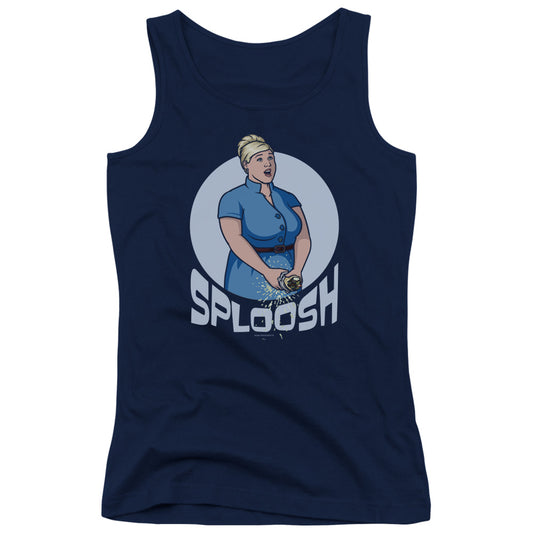 Archer Sploosh Womens Tank Top Shirt Navy Blue