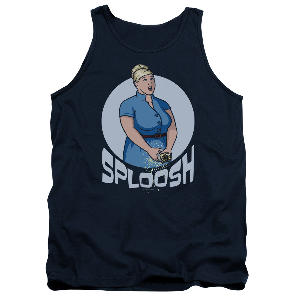 Archer Sploosh Mens Tank Top Shirt Navy Blue