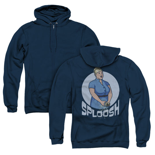 Archer Sploosh Back Print Zipper Mens Hoodie Navy Blue