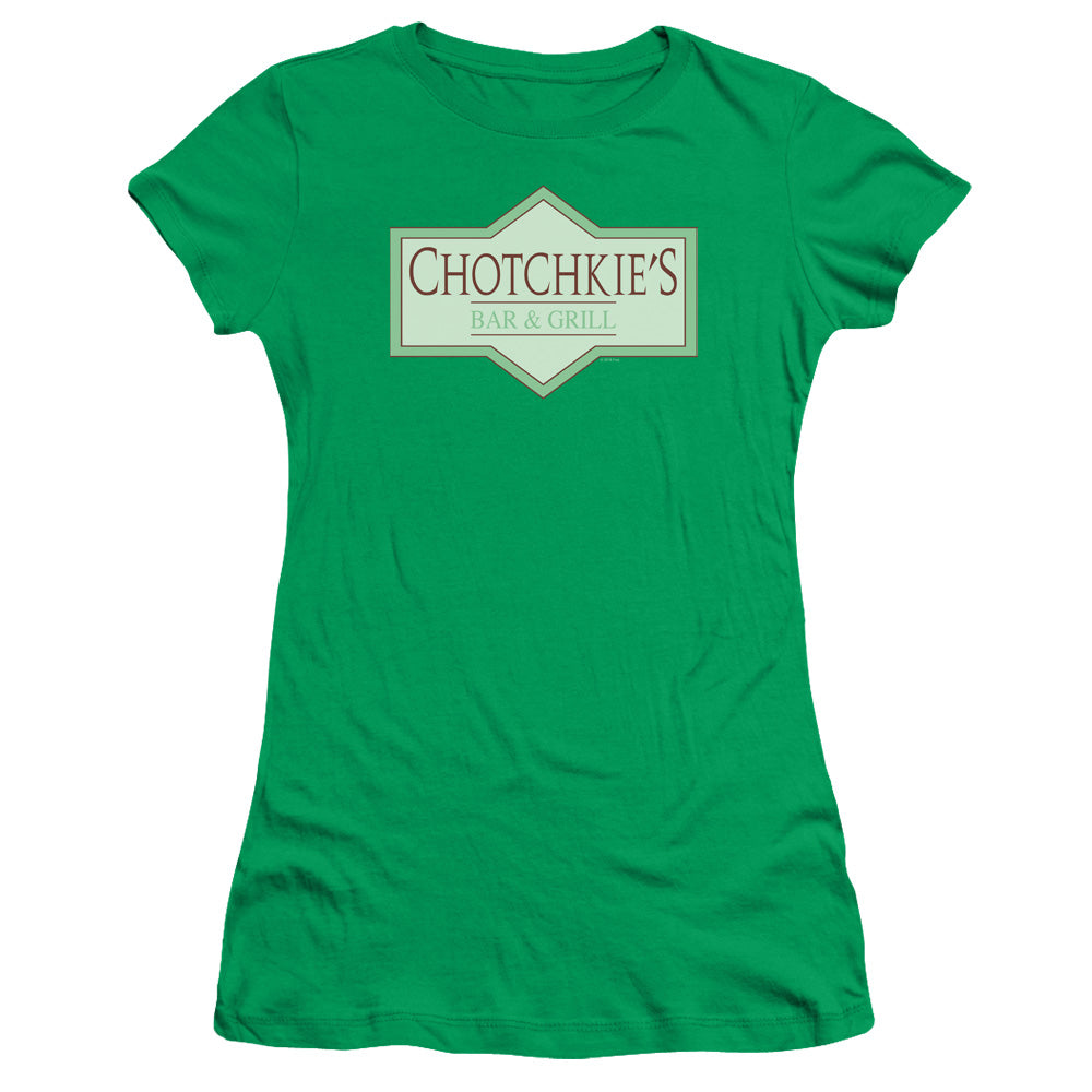 Office Space Chotchkies Junior Sheer Cap Sleeve Womens T Shirt Kelly Green