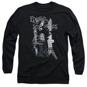 Edward Scissorhands Hello Mens Long Sleeve Shirt Black